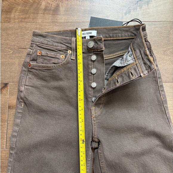 Redone Women's 70s Ultra High-Rise Stove Pipe Jeans size 24 Washed Chocolate NWT - Picture 2 of 6